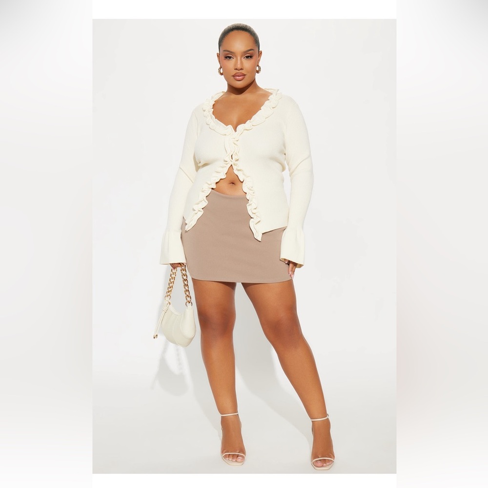 Fashion Nova- 
Cream Sweet But Spicy Ruffle Cardigan -
